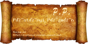 Pöstényi Pázmán névjegykártya